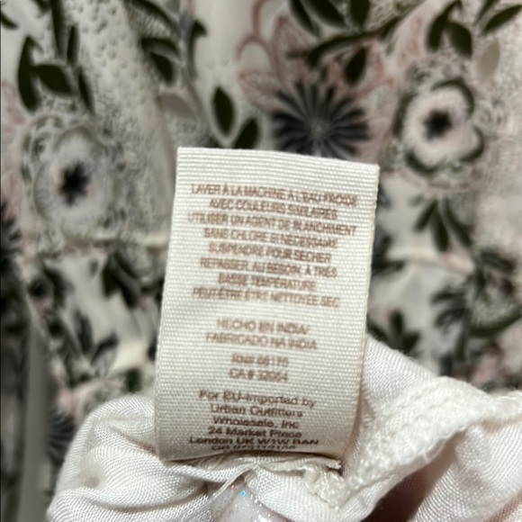 Free People Mini Dress Blouse Tunic Top Floral Pockets Green Tassels Cottagecore - Picture 6 of 12